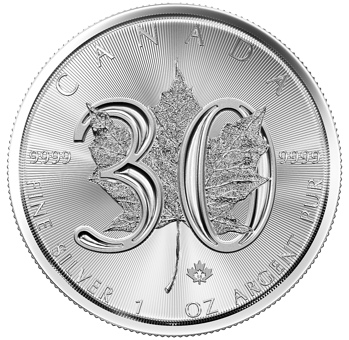 2018 $5 1 oz. 99.99% Pure Silver SML 30ᵗʰ Anniversary (Bullion)