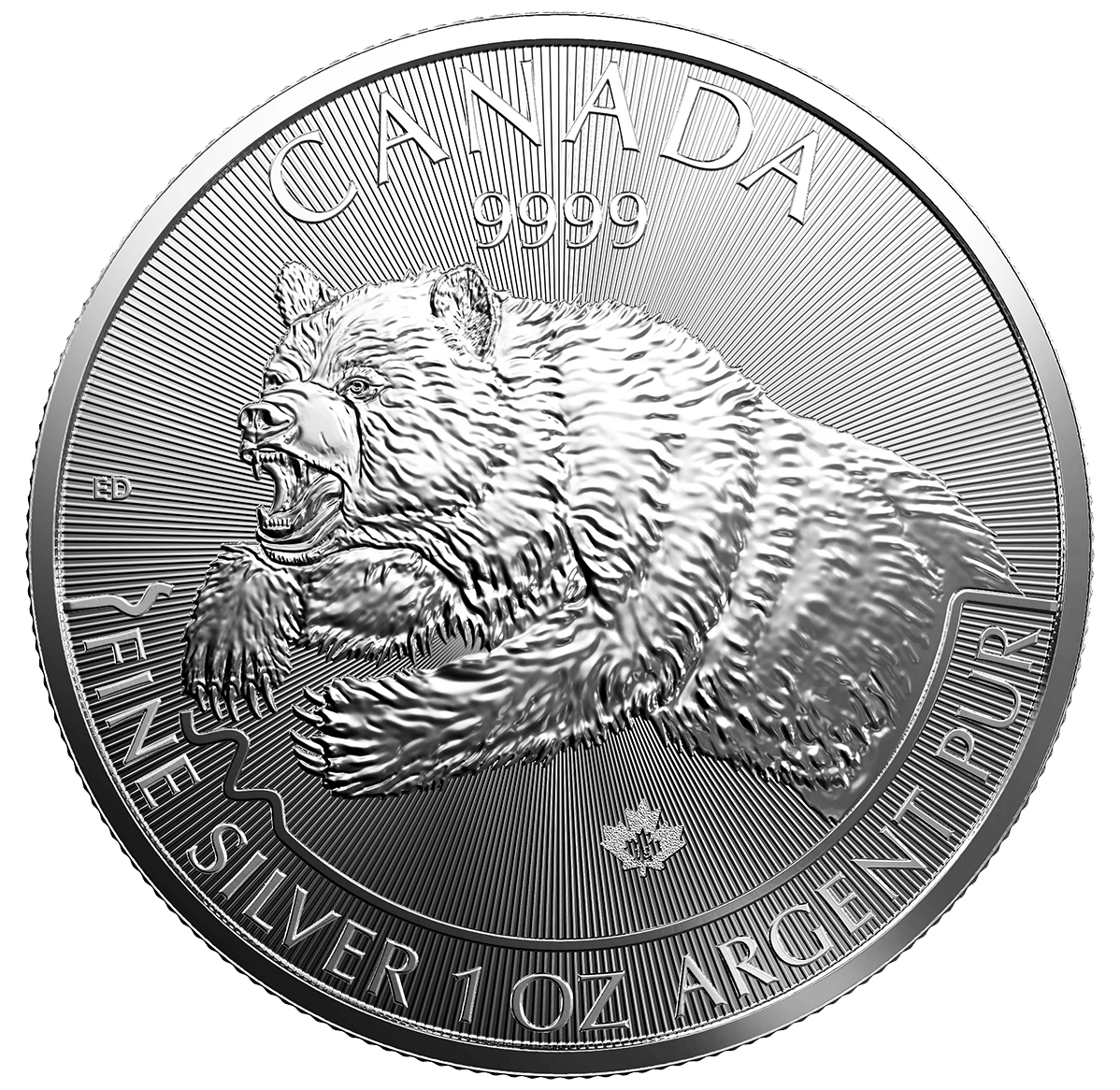 2019 $5 Fine Silver Coin Predator Series: Coin 3 - Grizzly (Bullion)