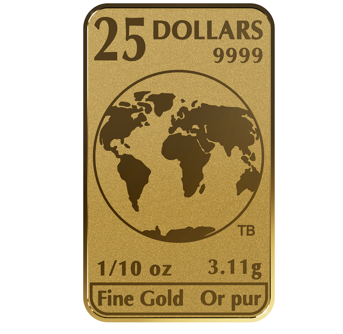 2020 $25 1 oz. (10 x 1/10 oz) 99.99% Pure Gold - Global Trade Bar (Bullion)