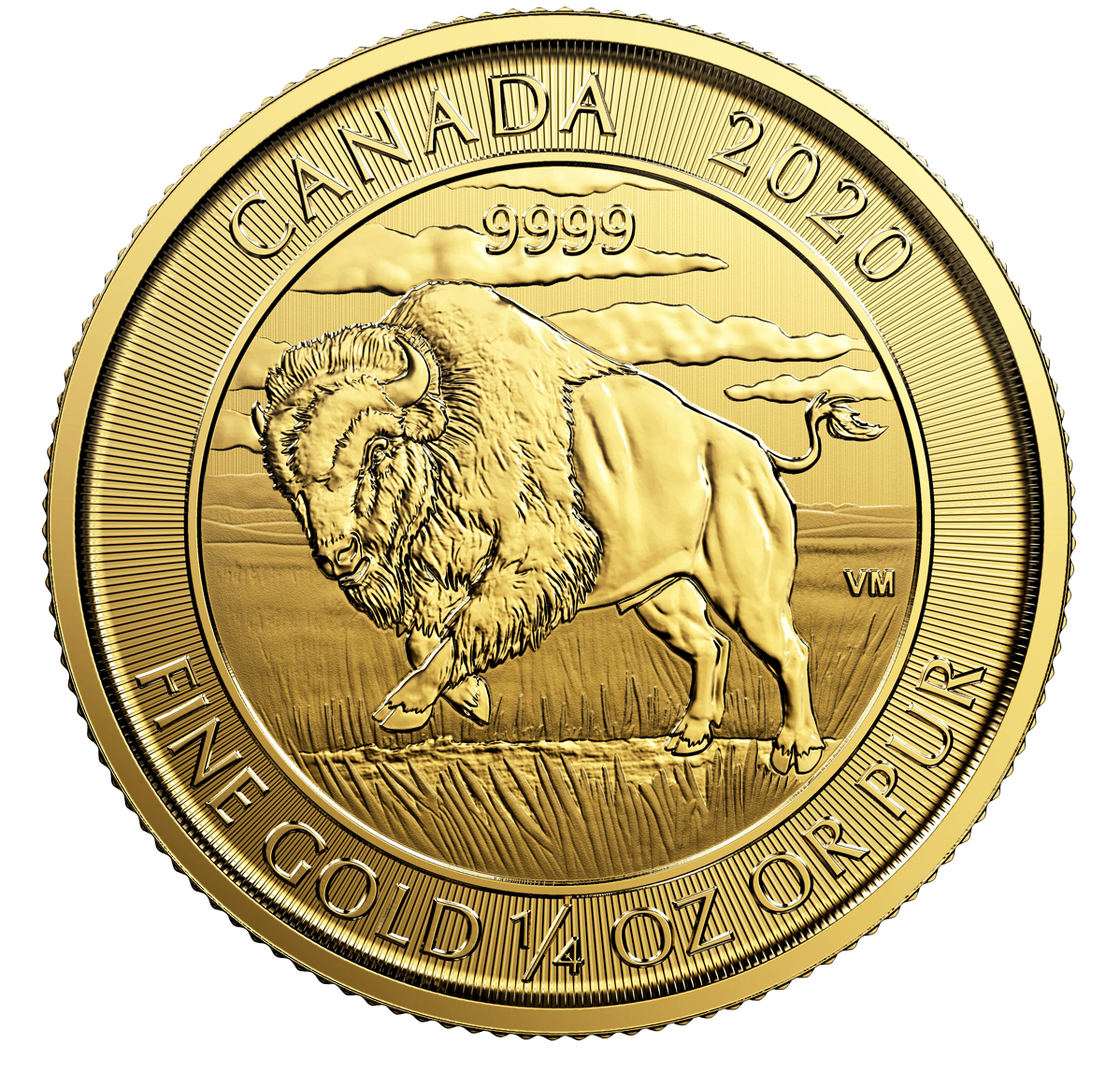 2020 $10 1/4 oz. 99.99% Pure Gold Coin - Bison (Bullion)